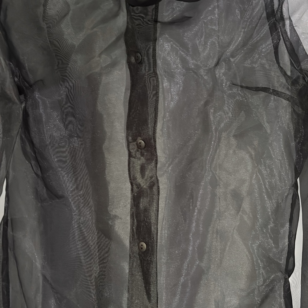 anthropologie sheer Black Back Bow at neck, self tie, Blouse NWOT By Ellender - Picture 6 of 16